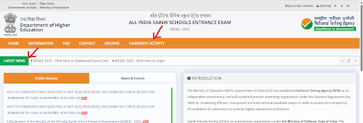 step 2 to download NTA sainik school admit card